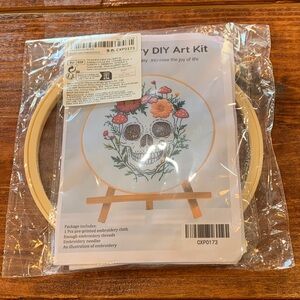 Floral Skull DIY Embroidery Kit for Beginners